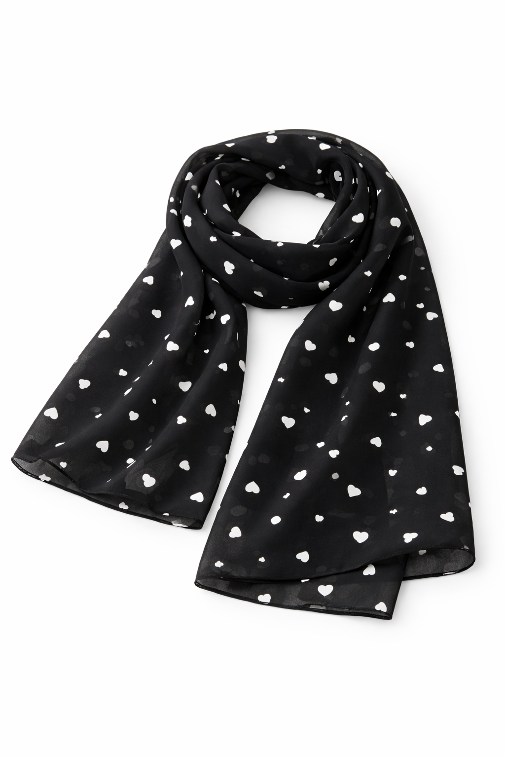 Sedona Sage with White Heart Print Chiffon Scarf for Women