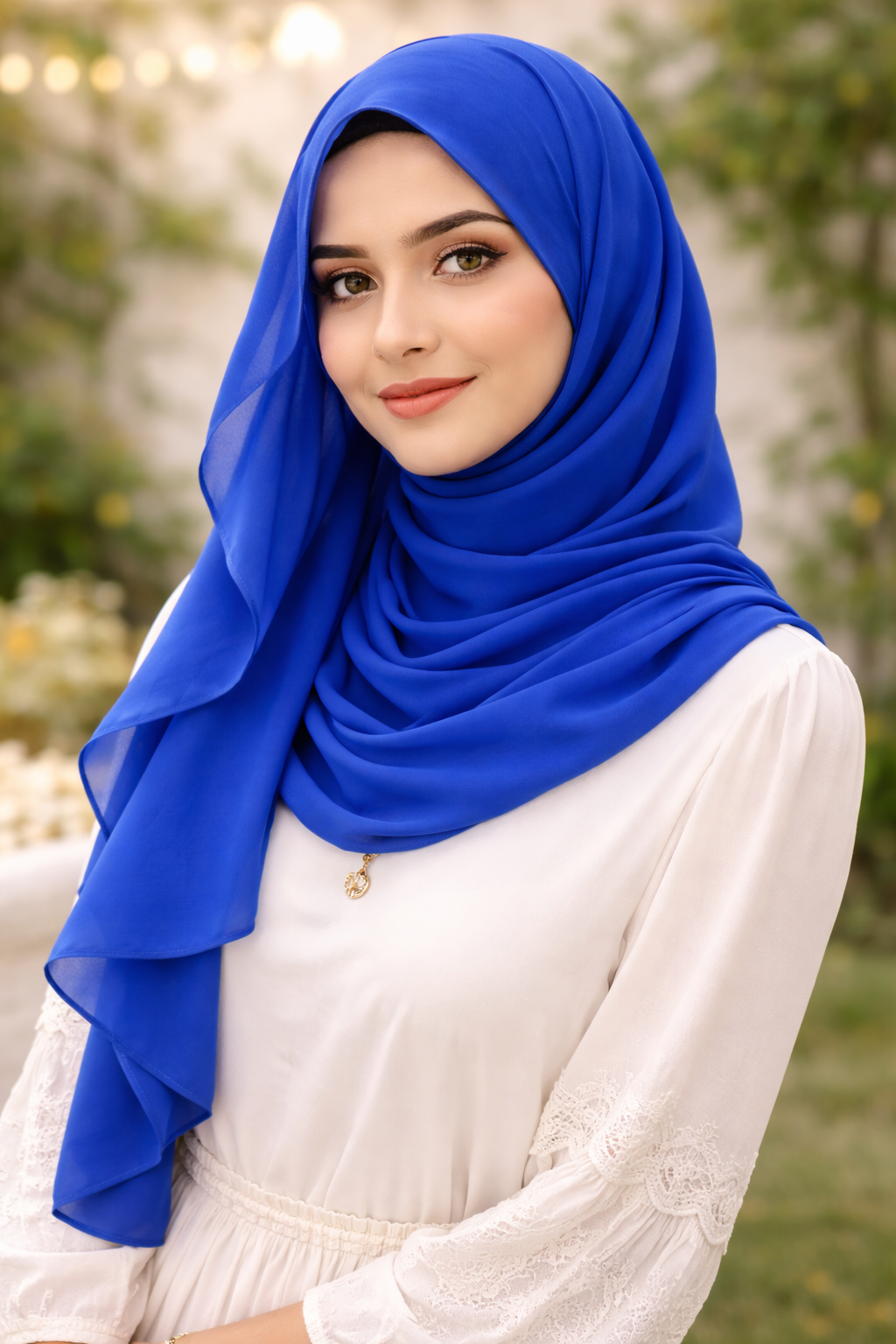 Sodalite Blue Lightweight Rectangular Chiffon Scarf for Women – Sheer Wrap