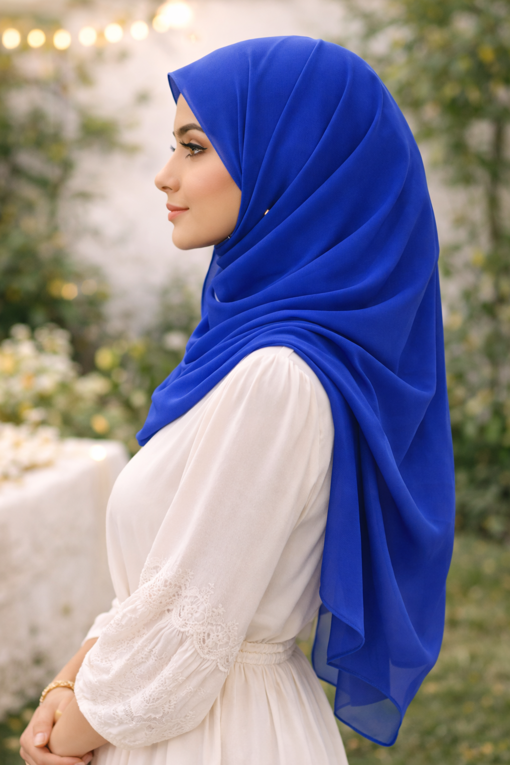 Sodalite Blue Lightweight Rectangular Chiffon Scarf for Women – Sheer Wrap