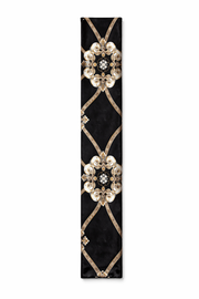 Tea Leaf Black Rectangular Chiffon Scarf with Gold Rope Detailing