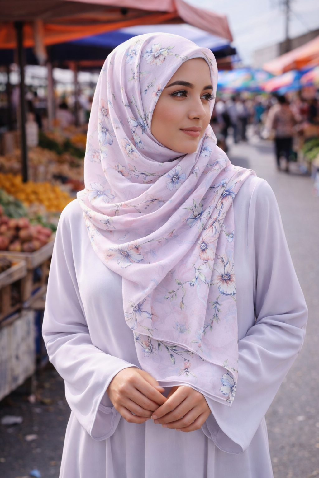Winsome Orchid Floral Chiffon Scarf for Modest Elegance & Everyday Grace