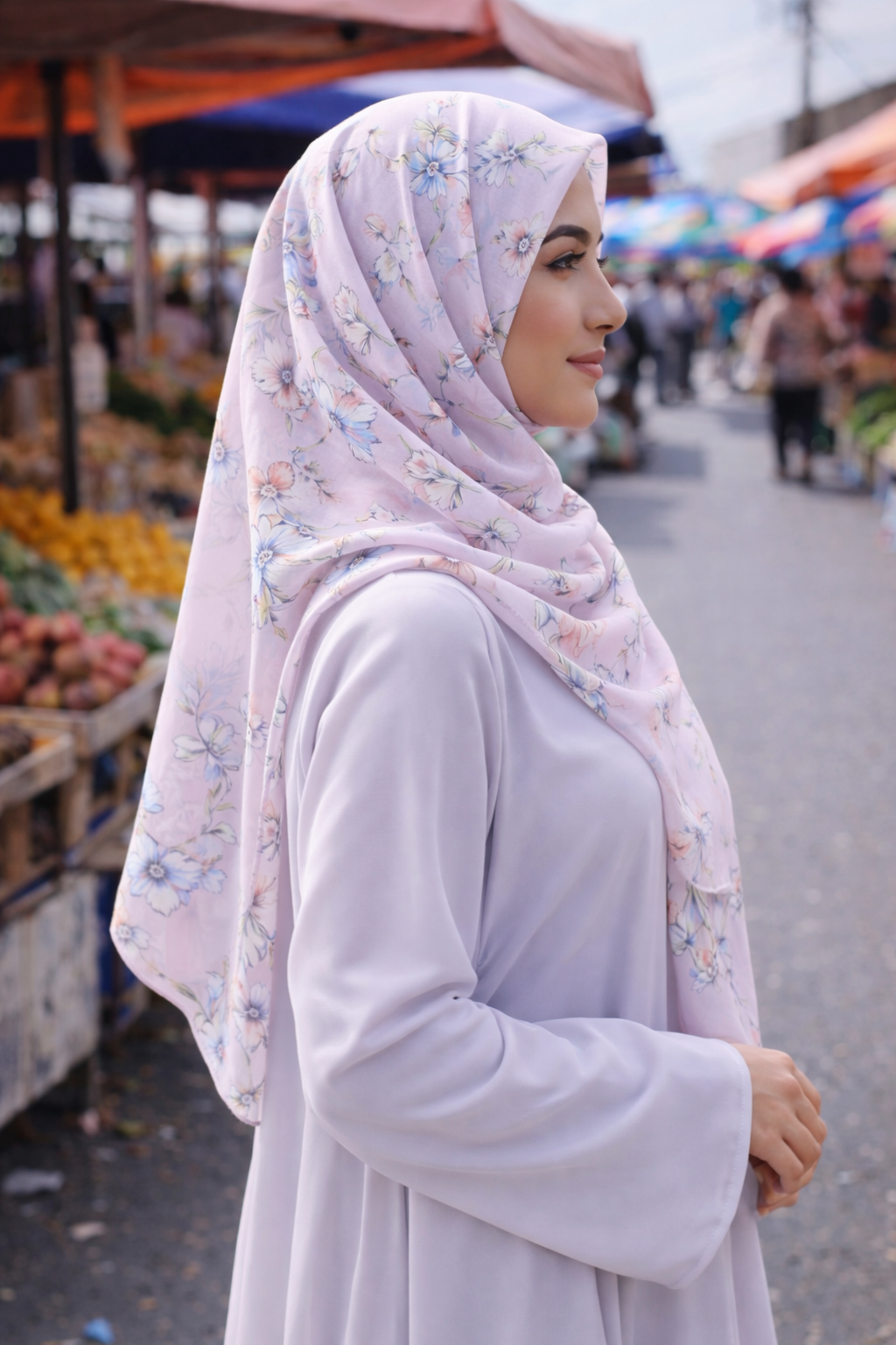 Winsome Orchid Floral Chiffon Scarf for Modest Elegance & Everyday Grace